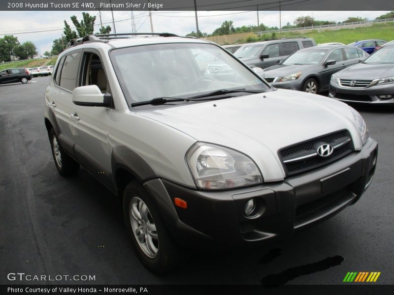 Platinum Silver / Beige 2008 Hyundai Tucson SE 4WD