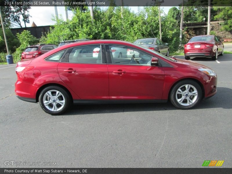 Ruby Red / Medium Light Stone 2014 Ford Focus SE Sedan