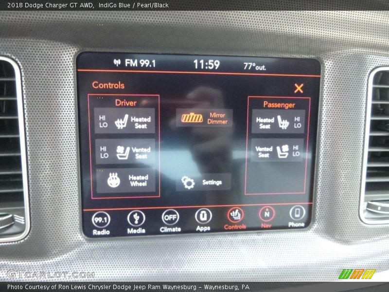 IndiGo Blue / Pearl/Black 2018 Dodge Charger GT AWD