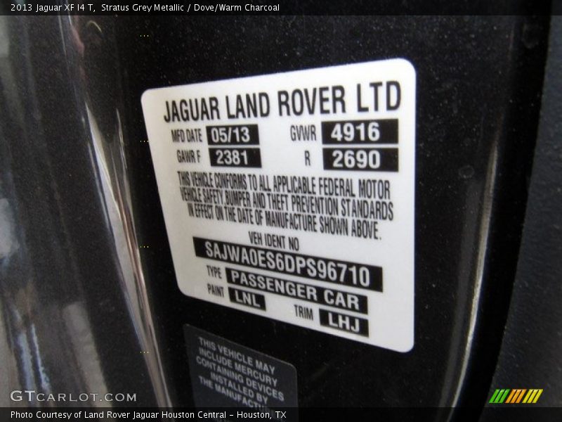 Stratus Grey Metallic / Dove/Warm Charcoal 2013 Jaguar XF I4 T