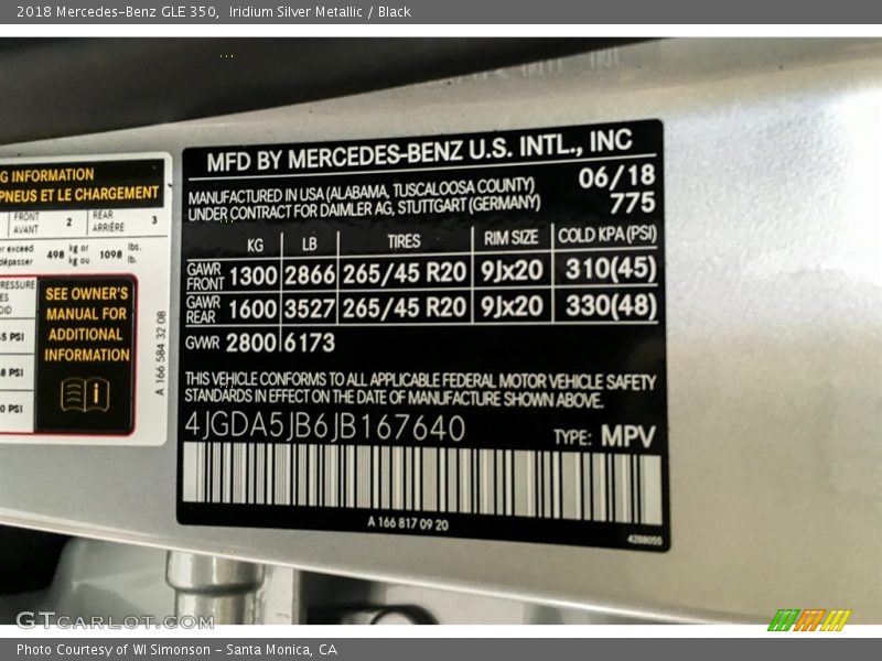 Iridium Silver Metallic / Black 2018 Mercedes-Benz GLE 350
