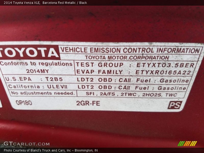 Barcelona Red Metallic / Black 2014 Toyota Venza XLE