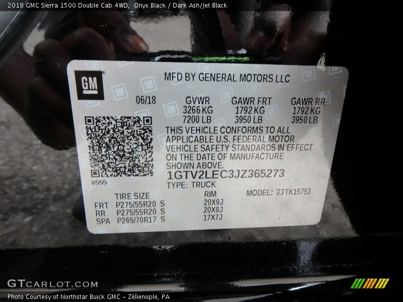 Onyx Black / Dark Ash/Jet Black 2018 GMC Sierra 1500 Double Cab 4WD