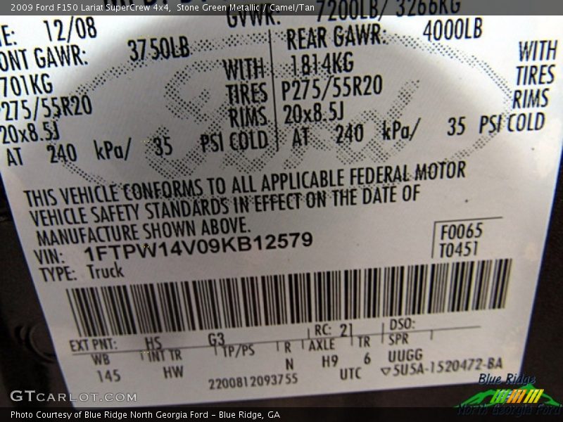 Stone Green Metallic / Camel/Tan 2009 Ford F150 Lariat SuperCrew 4x4