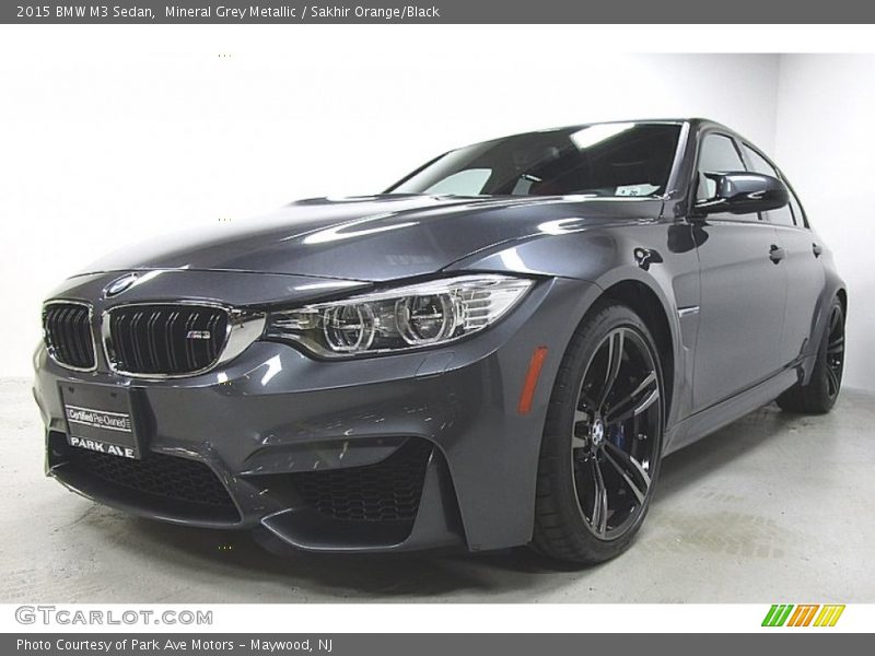 Mineral Grey Metallic / Sakhir Orange/Black 2015 BMW M3 Sedan