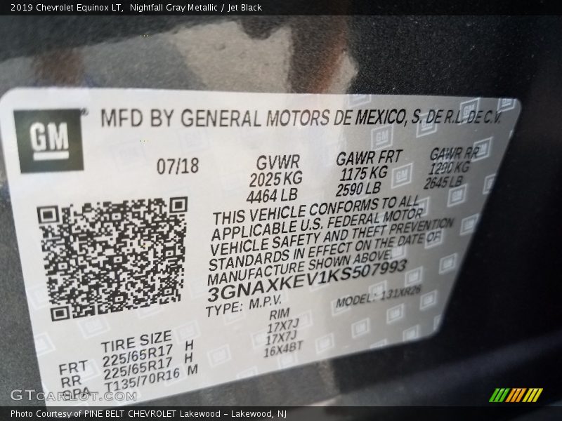 Nightfall Gray Metallic / Jet Black 2019 Chevrolet Equinox LT