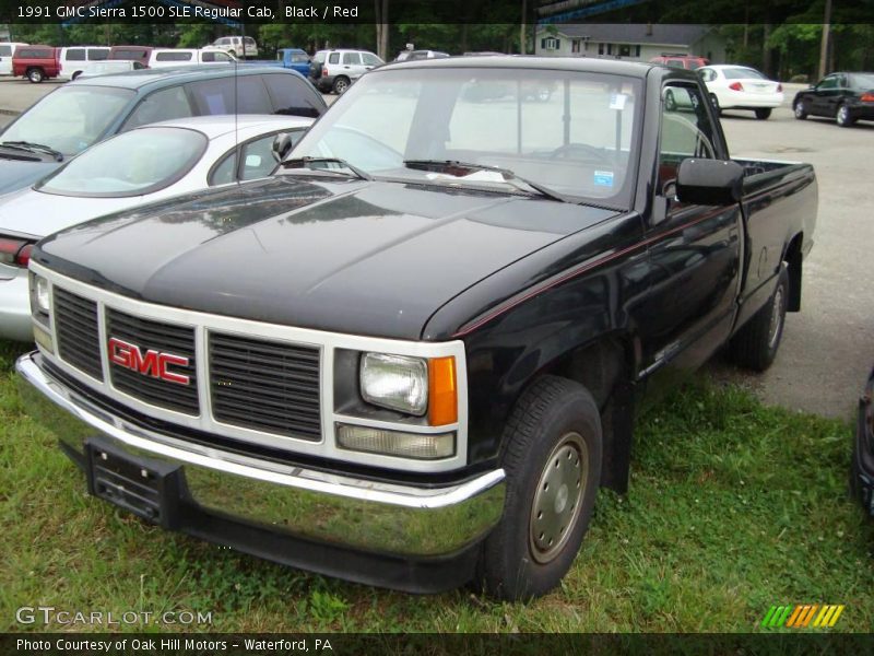 Black / Red 1991 GMC Sierra 1500 SLE Regular Cab