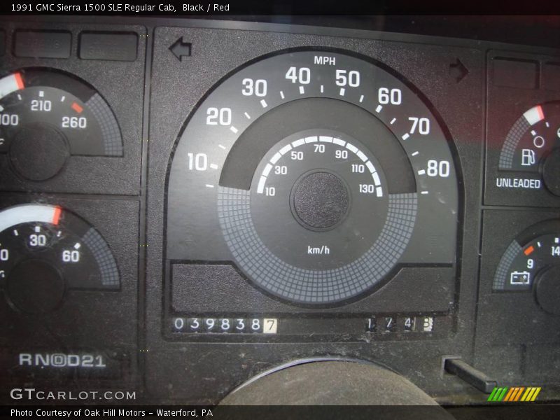 Black / Red 1991 GMC Sierra 1500 SLE Regular Cab