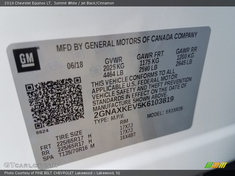 Summit White / Jet Black/Cinnamon 2019 Chevrolet Equinox LT