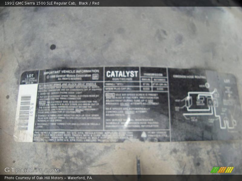 Black / Red 1991 GMC Sierra 1500 SLE Regular Cab