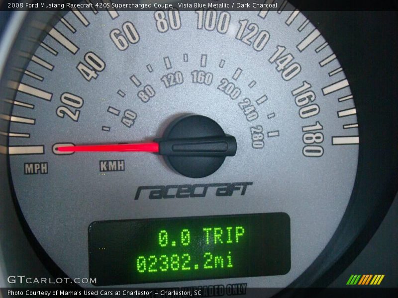 Vista Blue Metallic / Dark Charcoal 2008 Ford Mustang Racecraft 420S Supercharged Coupe
