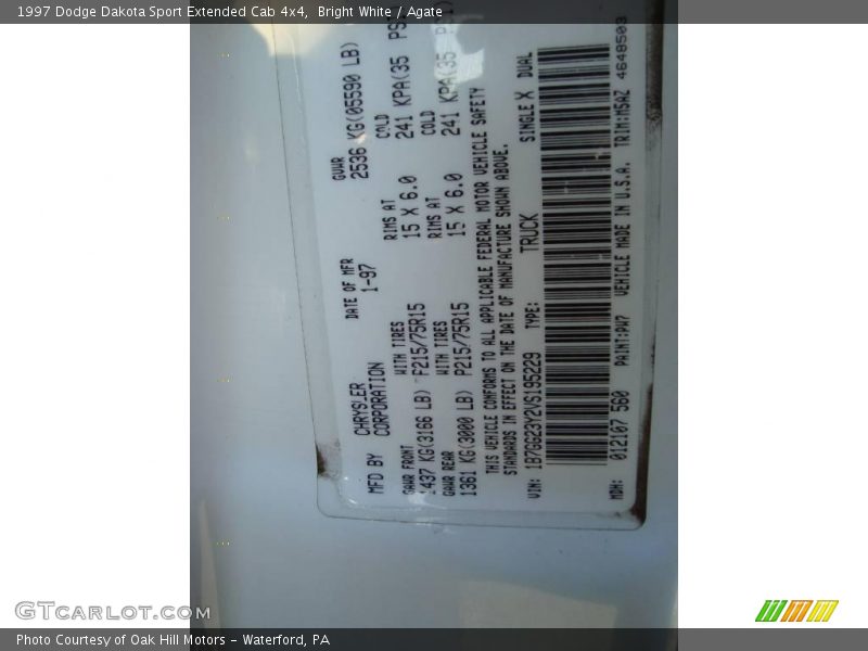 Bright White / Agate 1997 Dodge Dakota Sport Extended Cab 4x4