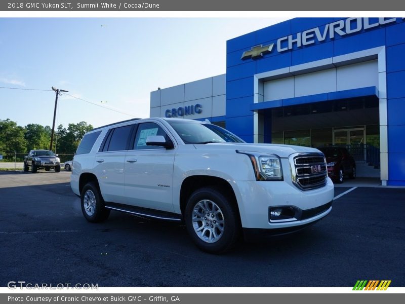 Summit White / Cocoa/Dune 2018 GMC Yukon SLT