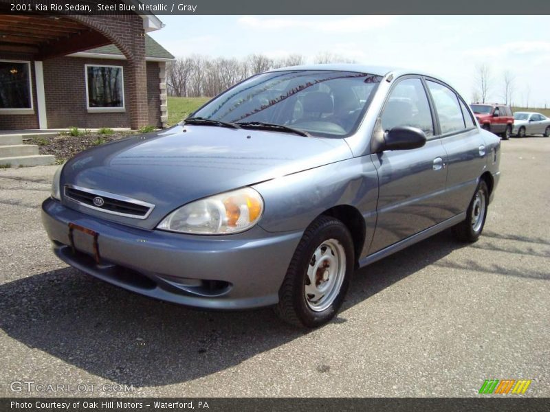 Steel Blue Metallic / Gray 2001 Kia Rio Sedan