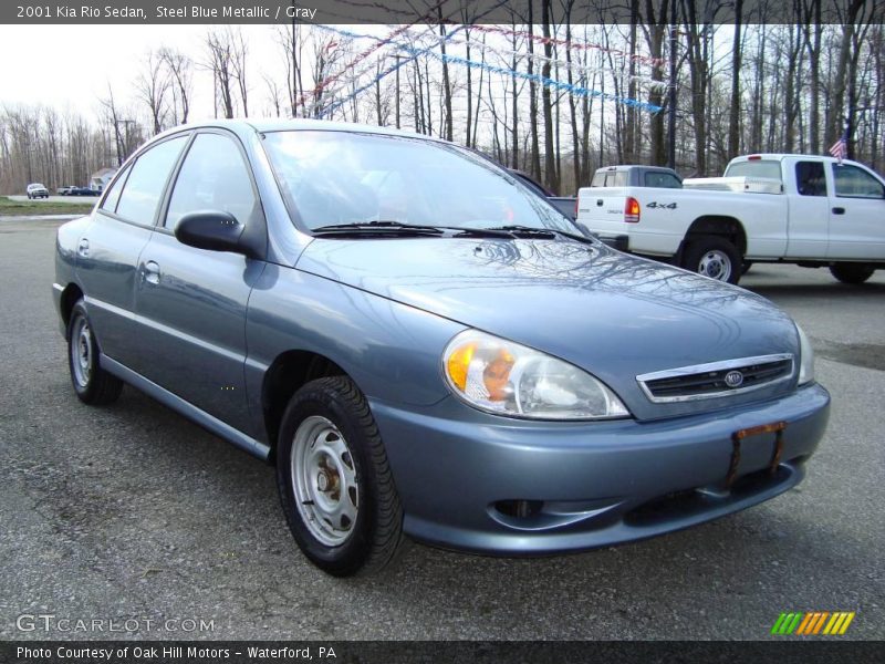 Steel Blue Metallic / Gray 2001 Kia Rio Sedan