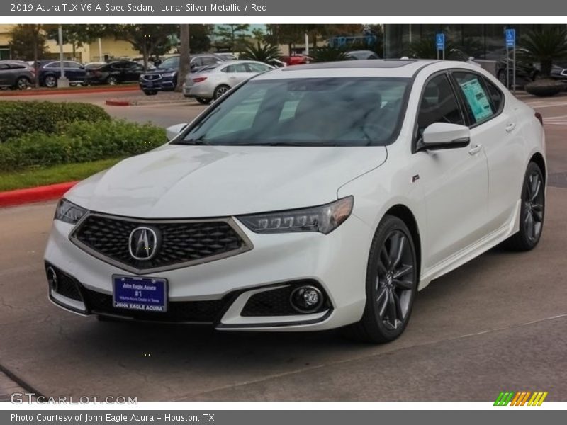 Lunar Silver Metallic / Red 2019 Acura TLX V6 A-Spec Sedan