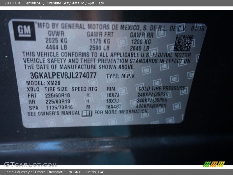 Graphite Gray Metallic / ­Jet Black 2018 GMC Terrain SLT
