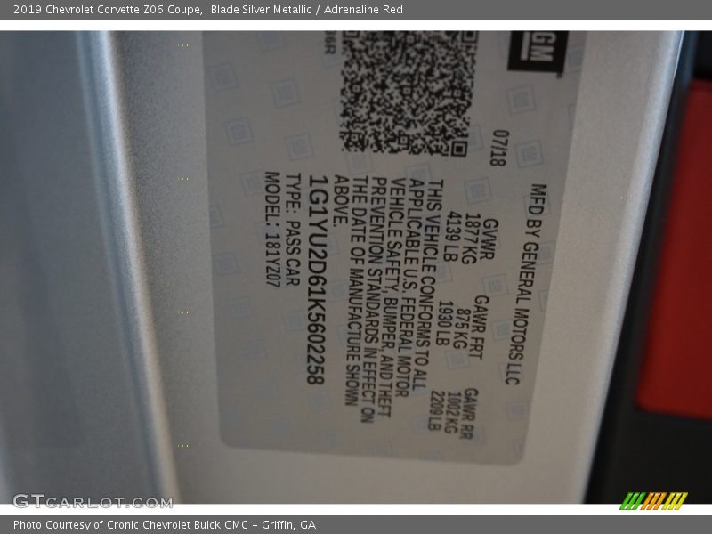 Blade Silver Metallic / Adrenaline Red 2019 Chevrolet Corvette Z06 Coupe