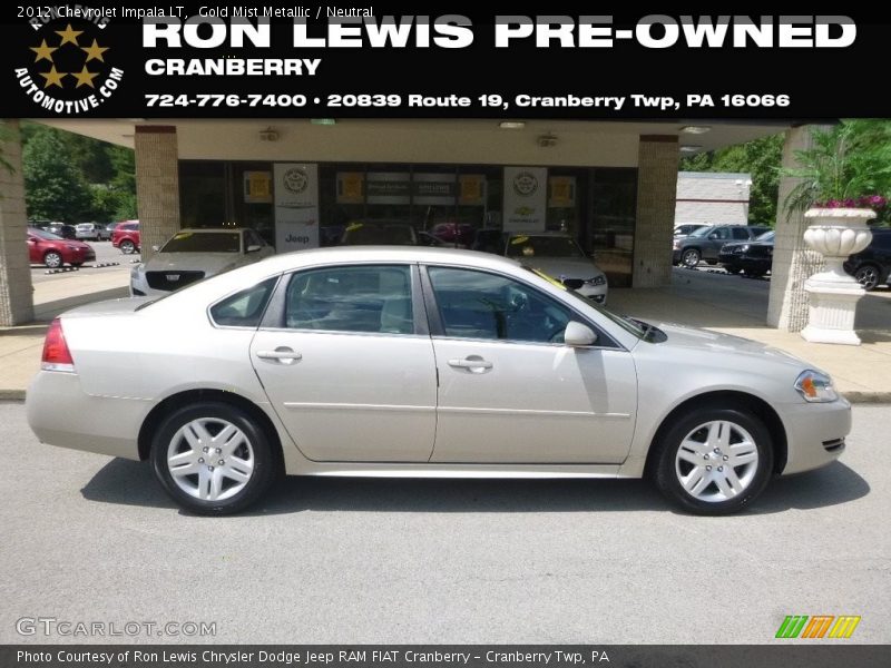 Gold Mist Metallic / Neutral 2012 Chevrolet Impala LT