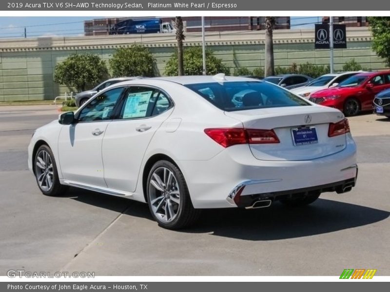 Platinum White Pearl / Espresso 2019 Acura TLX V6 SH-AWD Technology Sedan