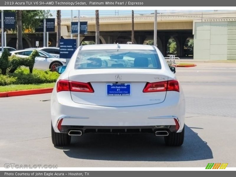 Platinum White Pearl / Espresso 2019 Acura TLX V6 SH-AWD Technology Sedan