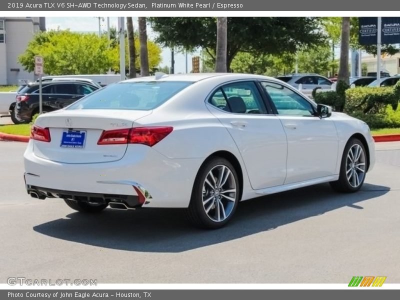 Platinum White Pearl / Espresso 2019 Acura TLX V6 SH-AWD Technology Sedan