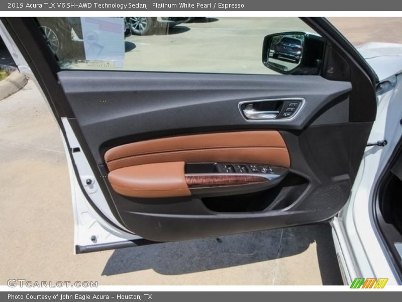 Platinum White Pearl / Espresso 2019 Acura TLX V6 SH-AWD Technology Sedan