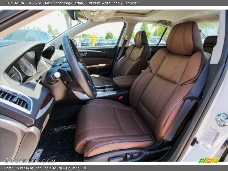 Platinum White Pearl / Espresso 2019 Acura TLX V6 SH-AWD Technology Sedan