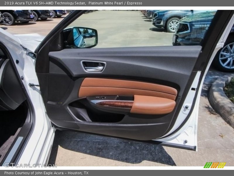 Platinum White Pearl / Espresso 2019 Acura TLX V6 SH-AWD Technology Sedan