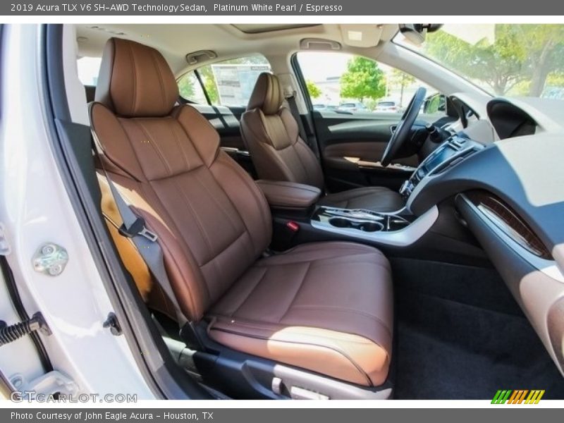 Platinum White Pearl / Espresso 2019 Acura TLX V6 SH-AWD Technology Sedan