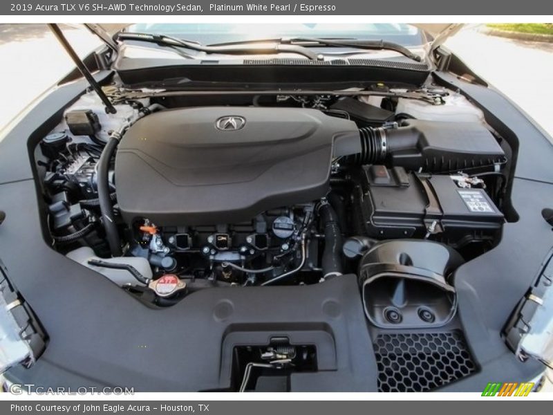 Platinum White Pearl / Espresso 2019 Acura TLX V6 SH-AWD Technology Sedan