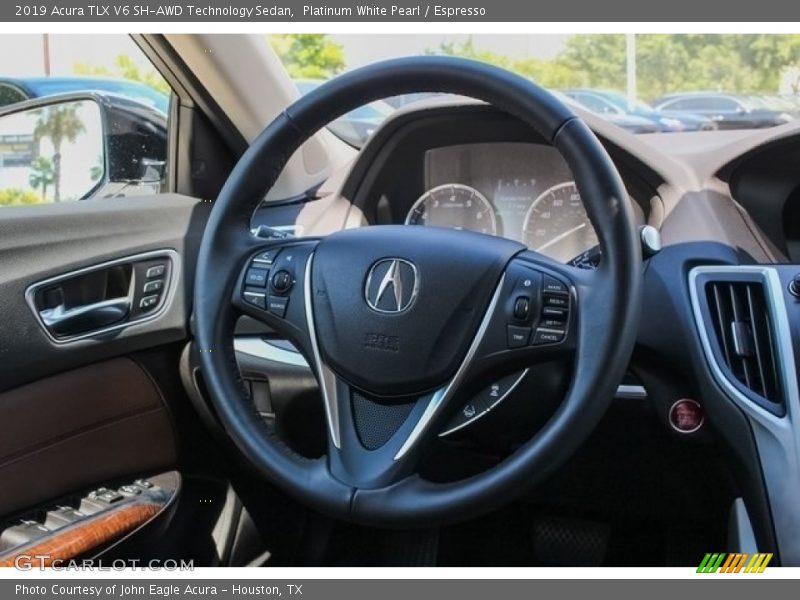 Platinum White Pearl / Espresso 2019 Acura TLX V6 SH-AWD Technology Sedan