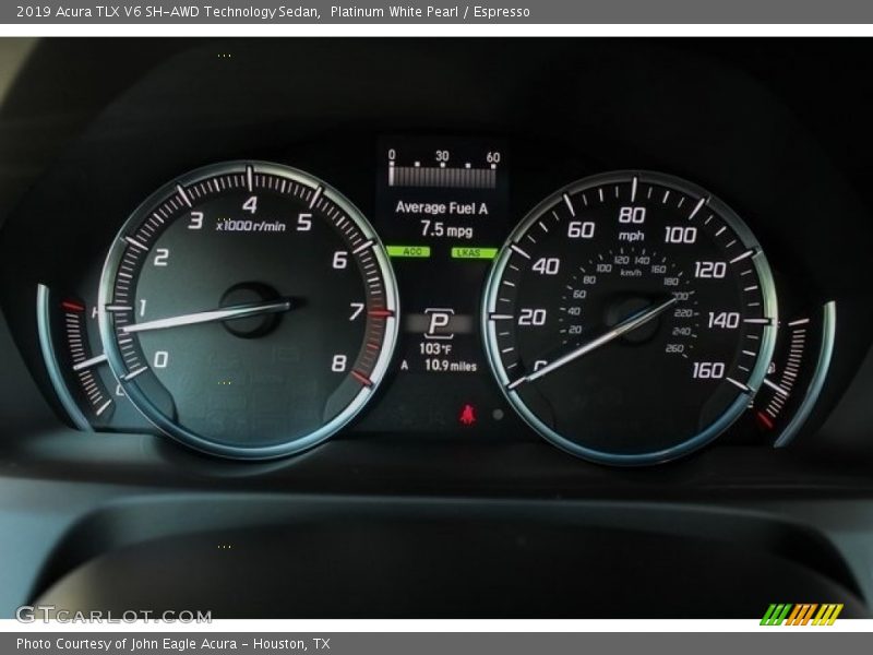 Platinum White Pearl / Espresso 2019 Acura TLX V6 SH-AWD Technology Sedan