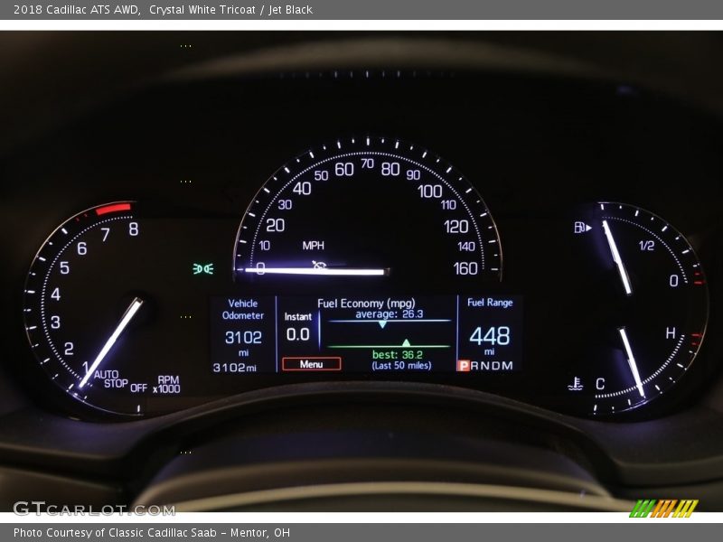 Crystal White Tricoat / Jet Black 2018 Cadillac ATS AWD