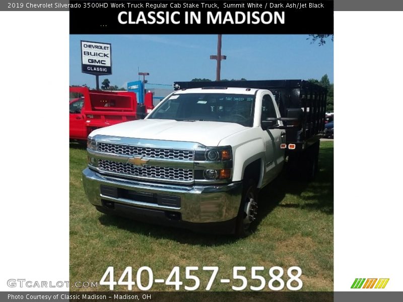 Summit White / Dark Ash/Jet Black 2019 Chevrolet Silverado 3500HD Work Truck Regular Cab Stake Truck