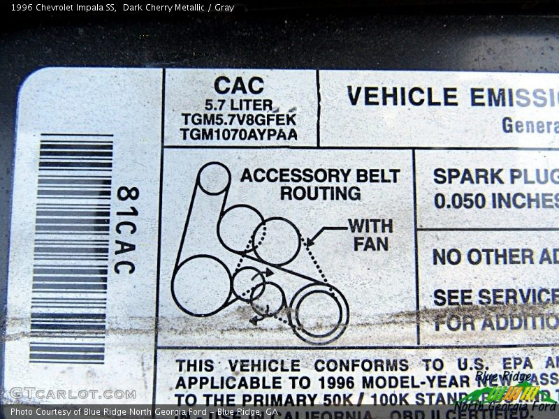 Dark Cherry Metallic / Gray 1996 Chevrolet Impala SS