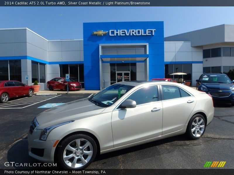 Silver Coast Metallic / Light Platinum/Brownstone 2014 Cadillac ATS 2.0L Turbo AWD