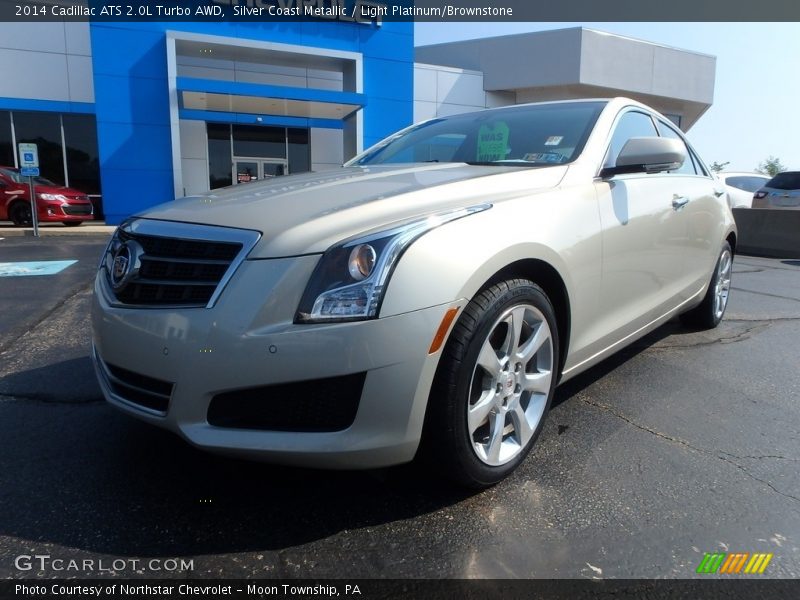 Silver Coast Metallic / Light Platinum/Brownstone 2014 Cadillac ATS 2.0L Turbo AWD