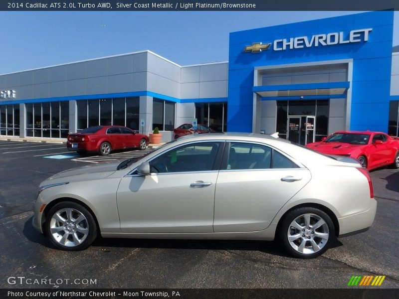 Silver Coast Metallic / Light Platinum/Brownstone 2014 Cadillac ATS 2.0L Turbo AWD