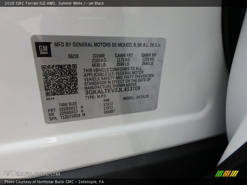 Summit White / ­Jet Black 2018 GMC Terrain SLE AWD
