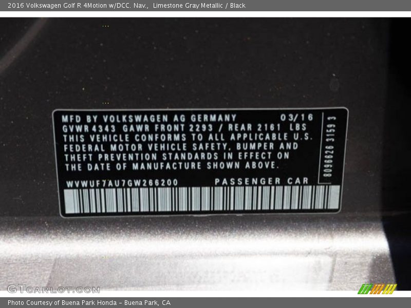 Limestone Gray Metallic / Black 2016 Volkswagen Golf R 4Motion w/DCC. Nav.