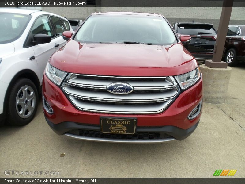 Ruby Red / Ebony 2018 Ford Edge SEL AWD