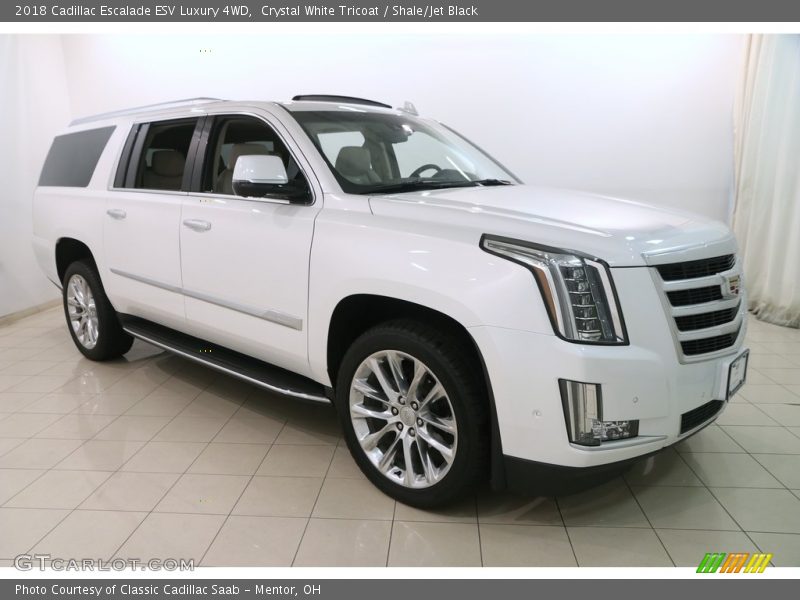 Crystal White Tricoat / Shale/Jet Black 2018 Cadillac Escalade ESV Luxury 4WD
