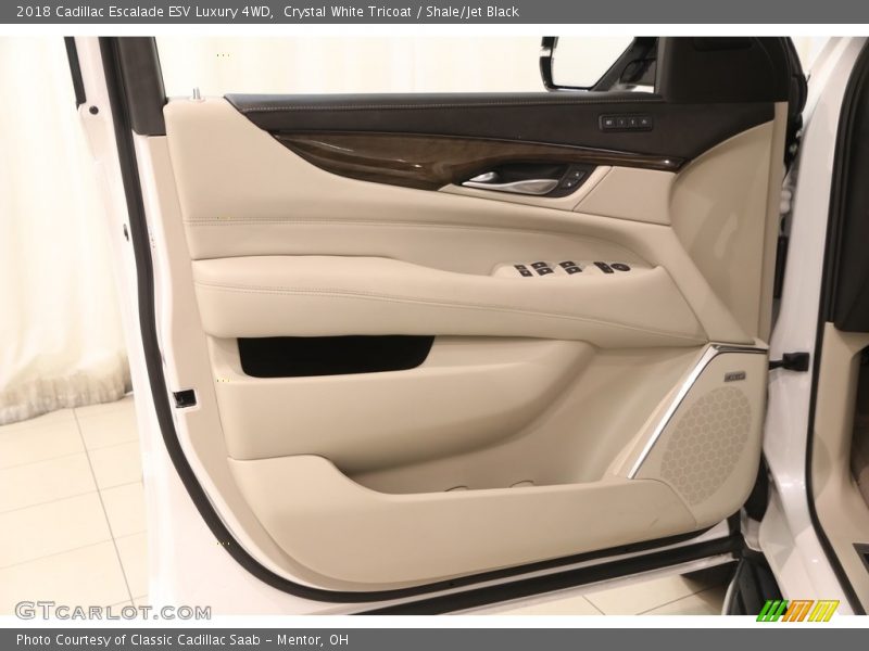 Crystal White Tricoat / Shale/Jet Black 2018 Cadillac Escalade ESV Luxury 4WD
