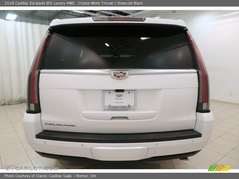 Crystal White Tricoat / Shale/Jet Black 2018 Cadillac Escalade ESV Luxury 4WD