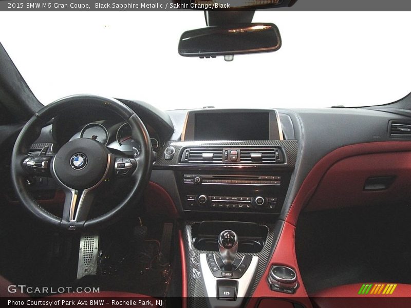 Black Sapphire Metallic / Sakhir Orange/Black 2015 BMW M6 Gran Coupe
