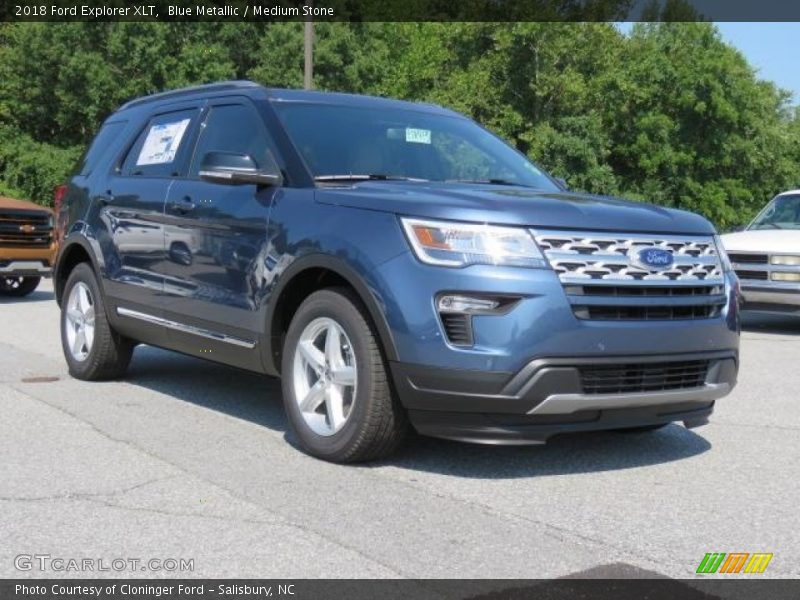 Blue Metallic / Medium Stone 2018 Ford Explorer XLT