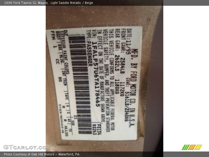 Light Saddle Metallic / Beige 1996 Ford Taurus GL Wagon