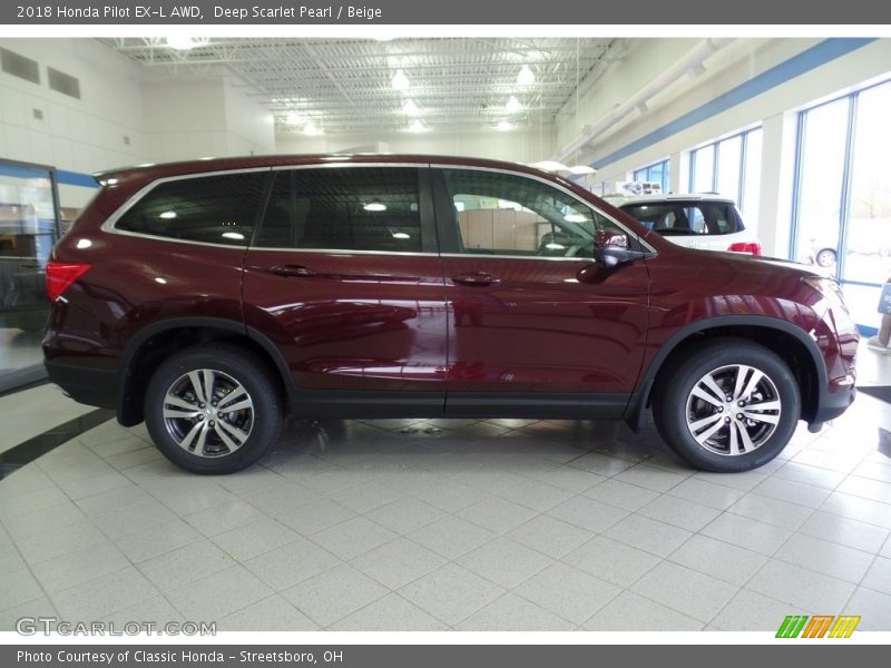 Deep Scarlet Pearl / Beige 2018 Honda Pilot EX-L AWD