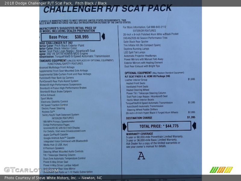 Pitch Black / Black 2018 Dodge Challenger R/T Scat Pack